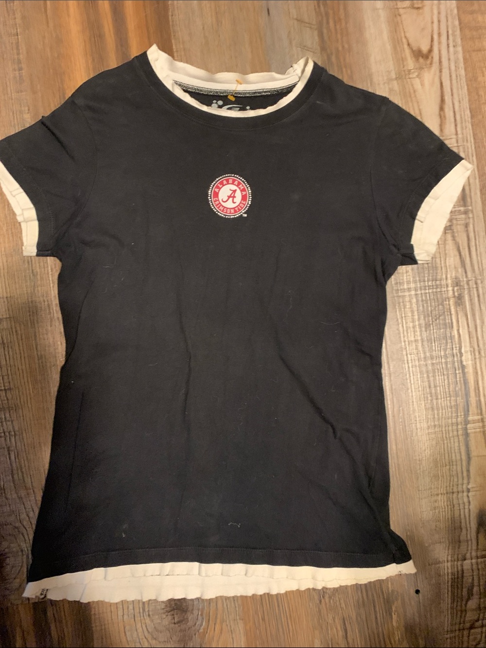 Alabama Crimson Tide Y2K black baby T with diamonds.